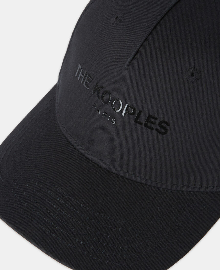 black cotton cap with tone-on-tone logo