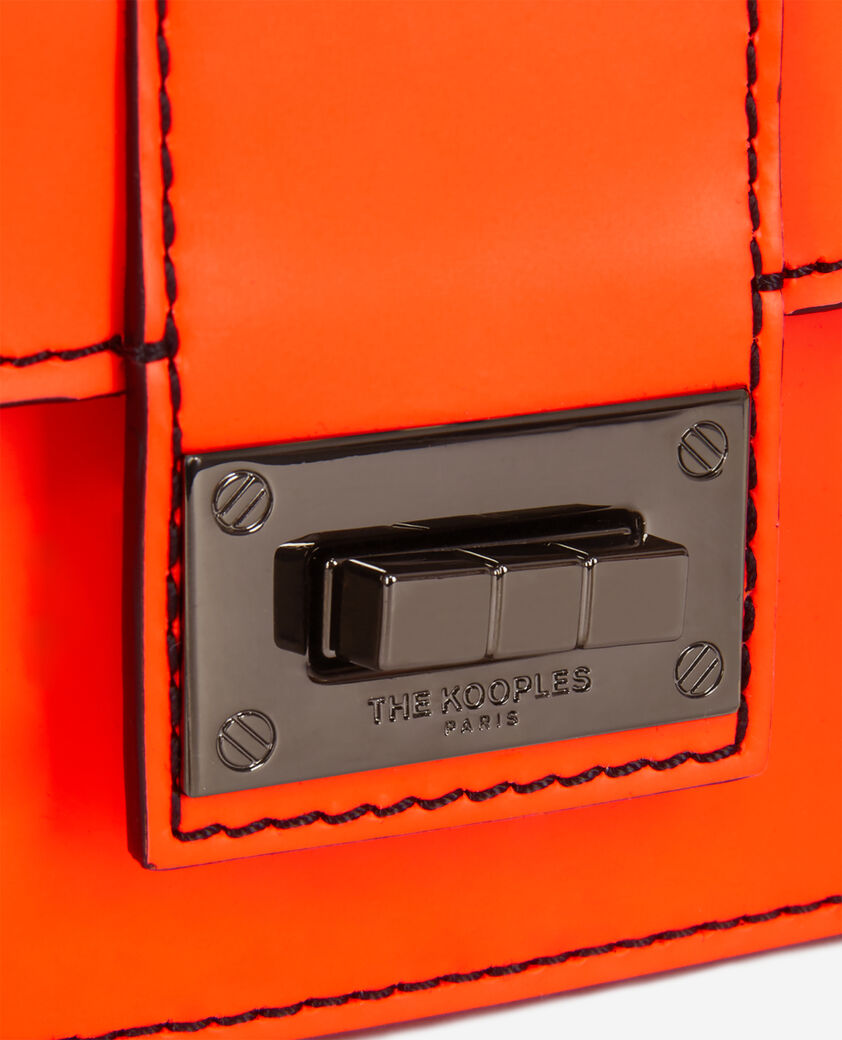 The Kooples WOMEN ORANGE FLUO small emily orange leather clutch bag
