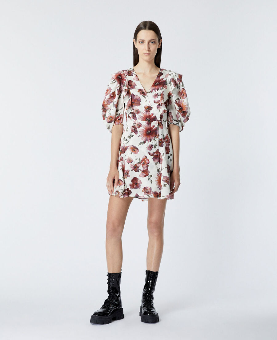 short wrap dress with floral print