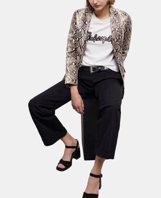 The Kooples WOMEN PYTHON BEIGE snakeskin-effect leather jacket