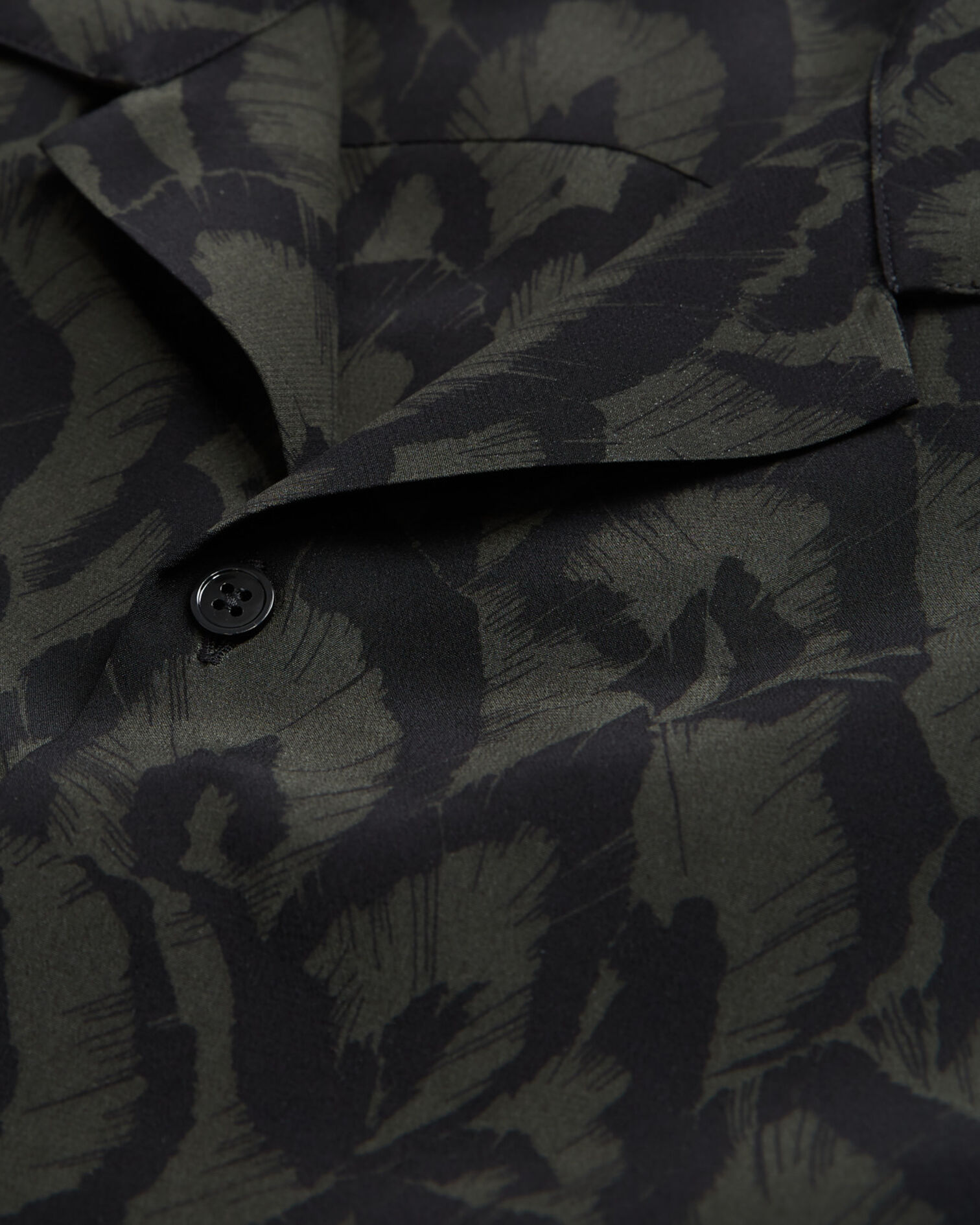 Chemise col hawaïen en soie imprimée, KAKI BLACK, hi-res image number null