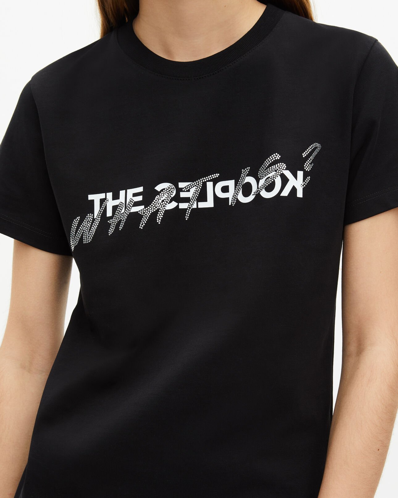 The Kooples WOMEN BLACK what is t-shirt with black rhinestones