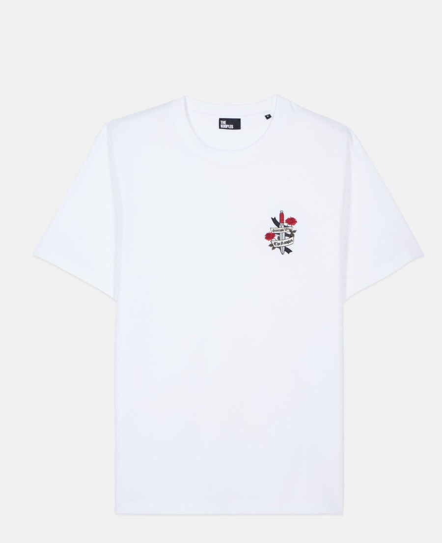 The Kooples HERREN WHITE weißes t-shirt mit eternal life-stickerei