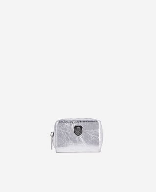 The Kooples FEMME SILVER porte monnaie blason en cuir argenté