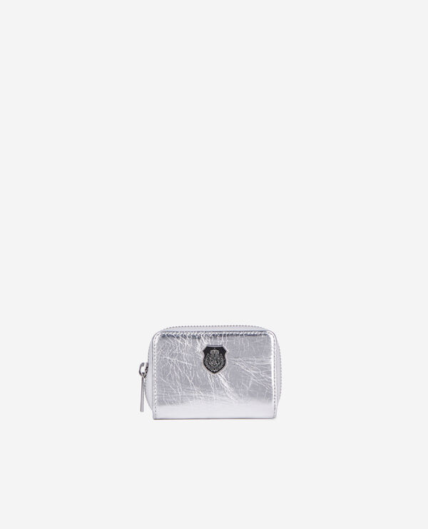 The Kooples WOMEN SILVER blason silver leather coin purse