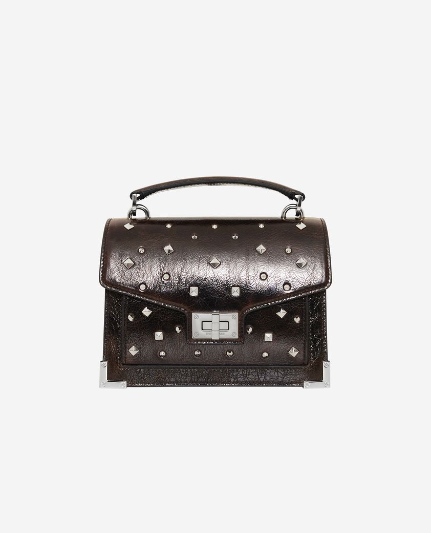 The Kooples FEMME BROWN sac emily small en cuir craquelé marron