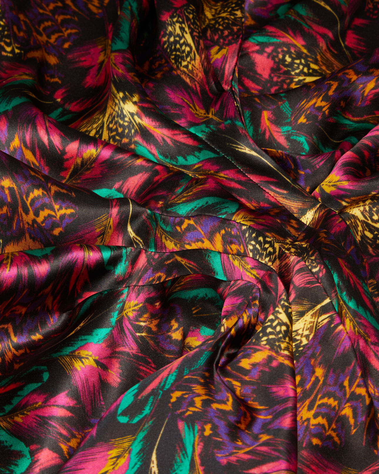 The Kooples WOMEN MULTICOLOR multicolor feather print short sleeve short dress with draping