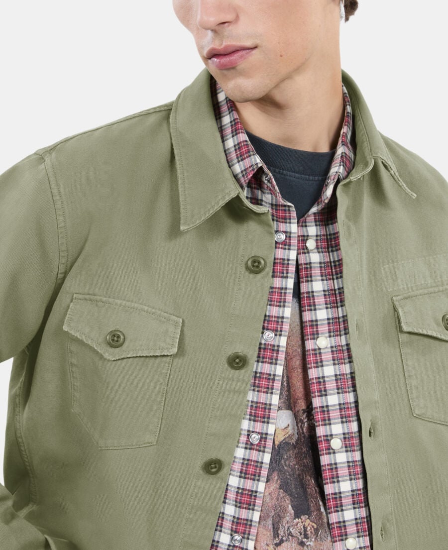 The Kooples H OLIVE khaki denim shirt