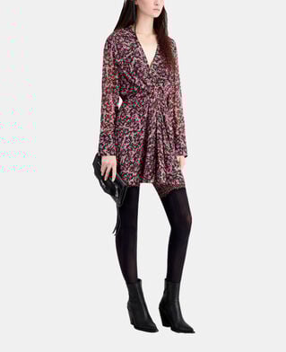 The Kooples WOMEN MULTICOLOR short printed dress with draping