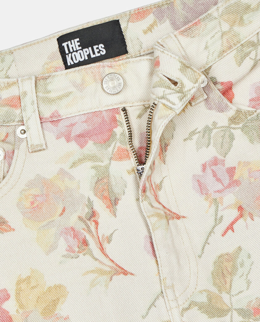 The Kooples FEMME ECRU jean boyfriend imprim&eacute; fleuri