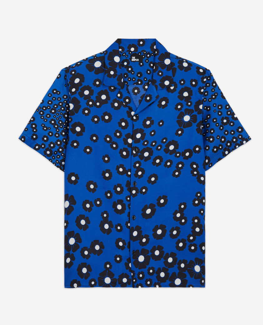 The Kooples H NAVY / BLACK floral hawaiian collar shirt