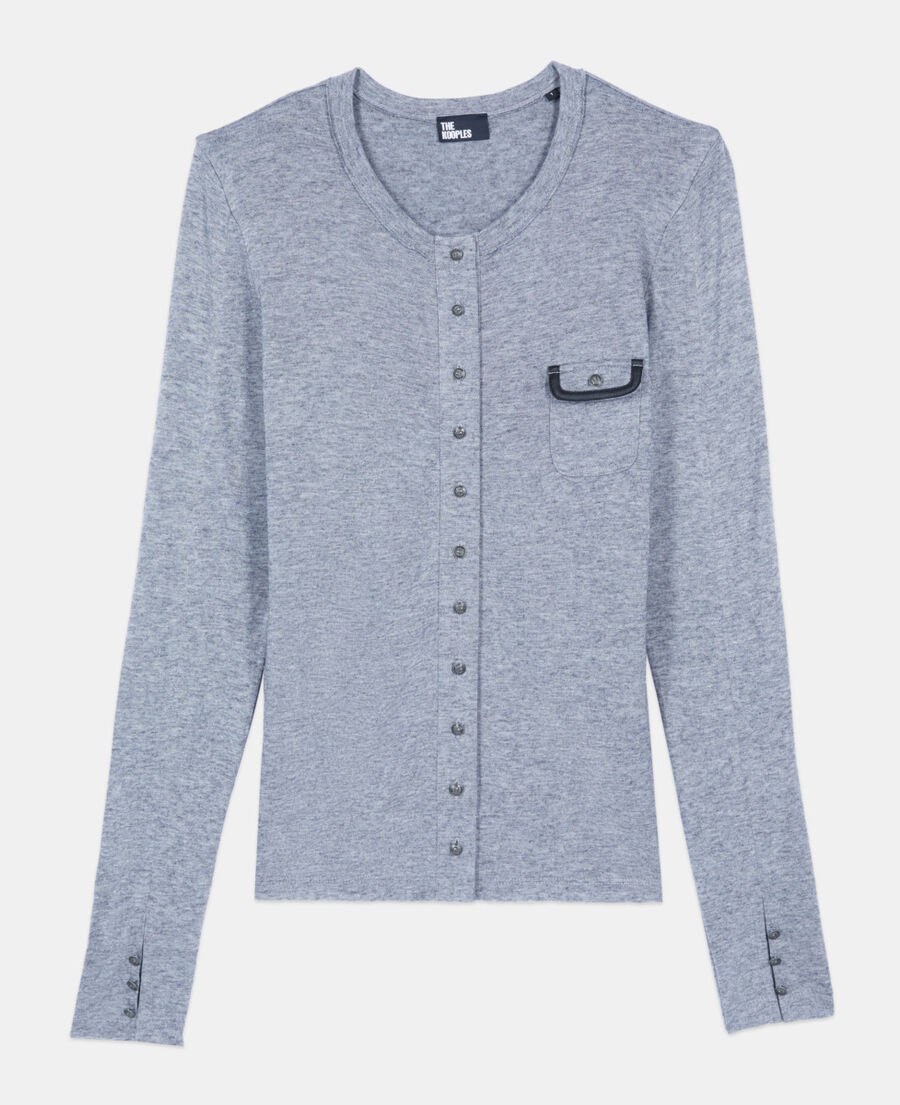 The Kooples F GREY MELANGE grey long-sleeved t-shirt