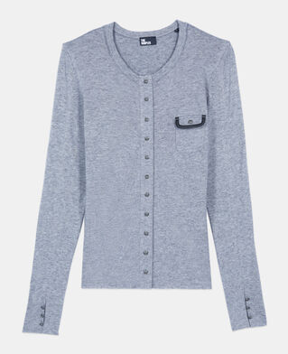 The Kooples F GREY MELANGE grey long-sleeved t-shirt