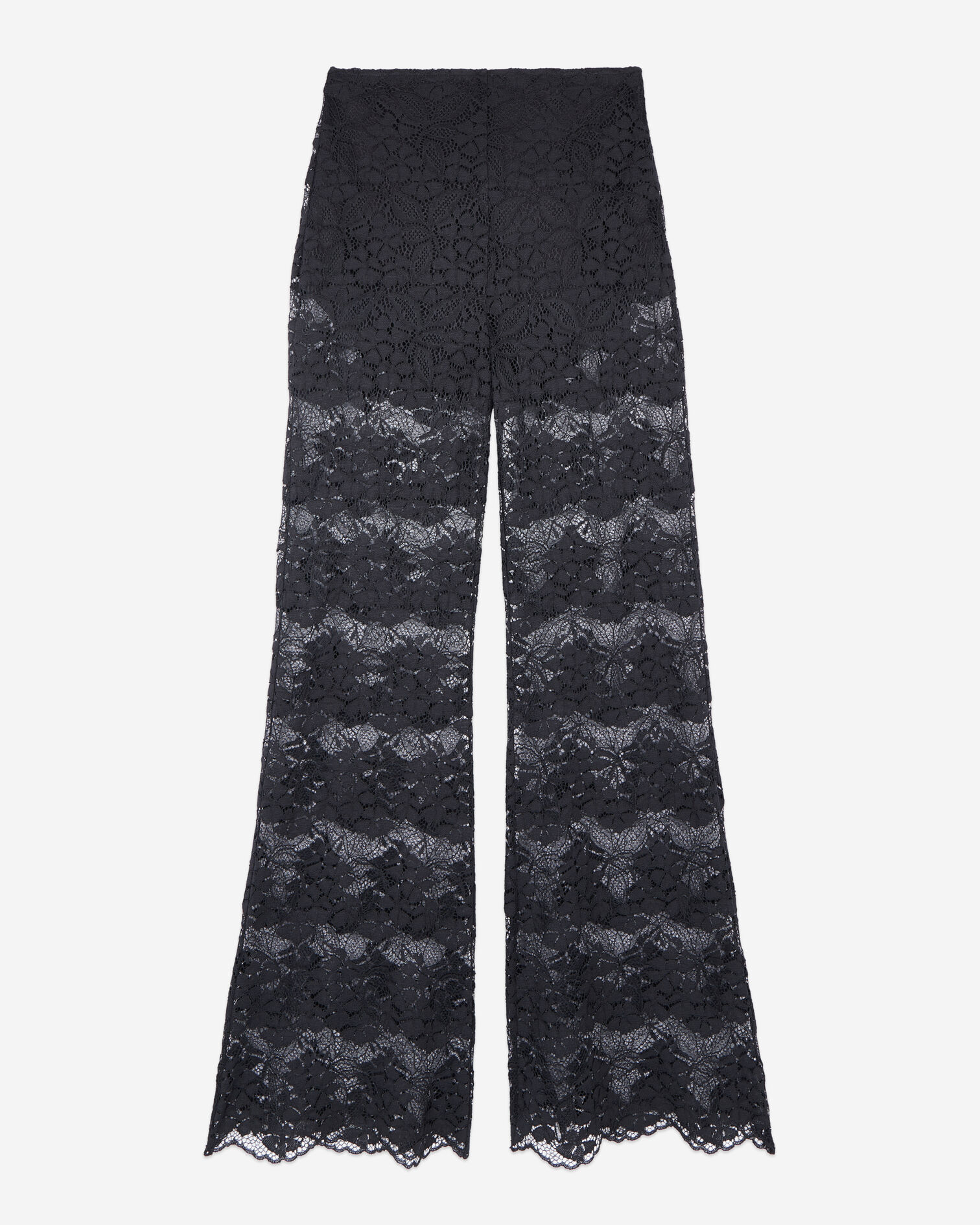 Pantalon flare en dentelle noir, BLACK, hi-res image number null