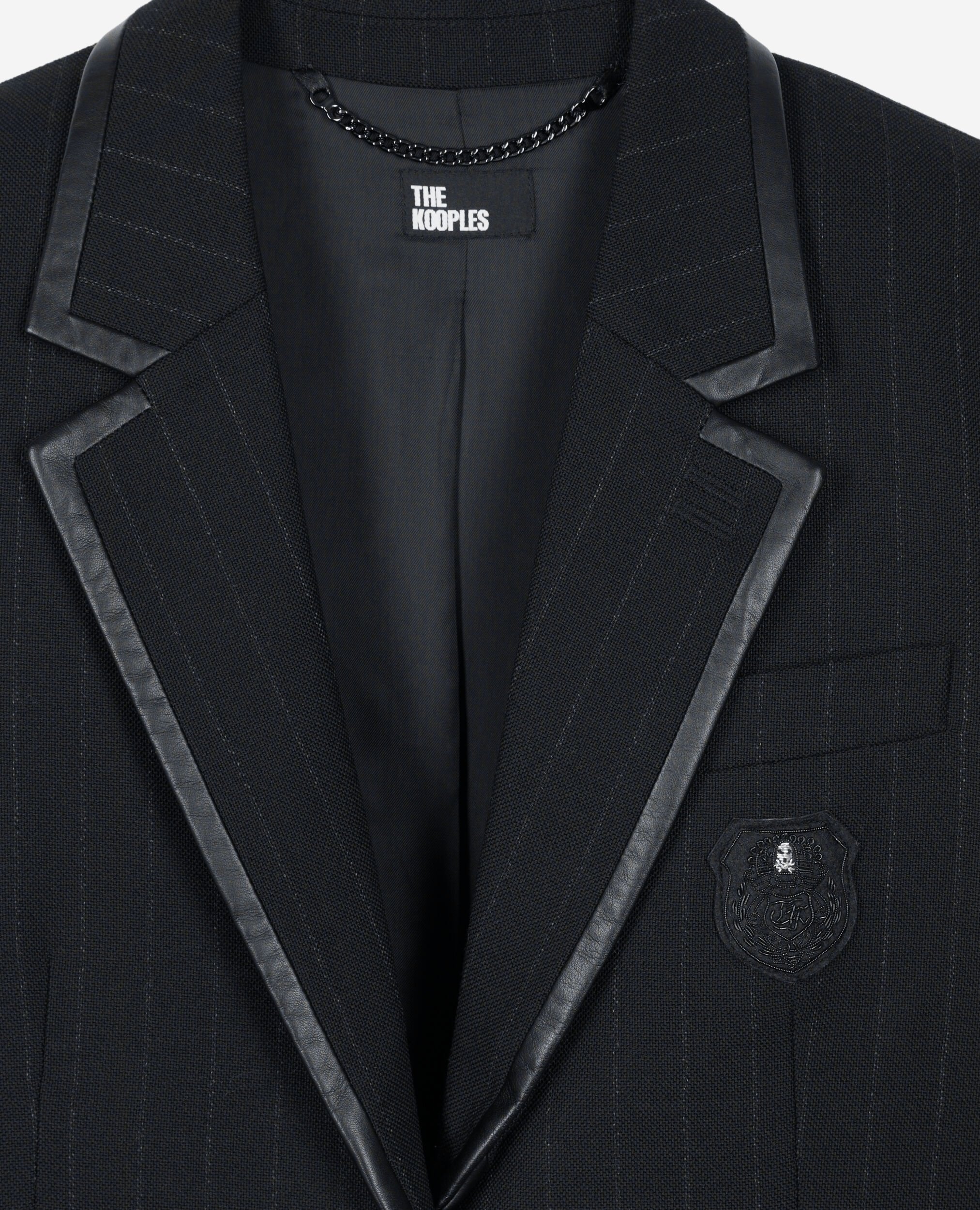 Black striped wool-blend jacket , BLACK, hi-res image number null