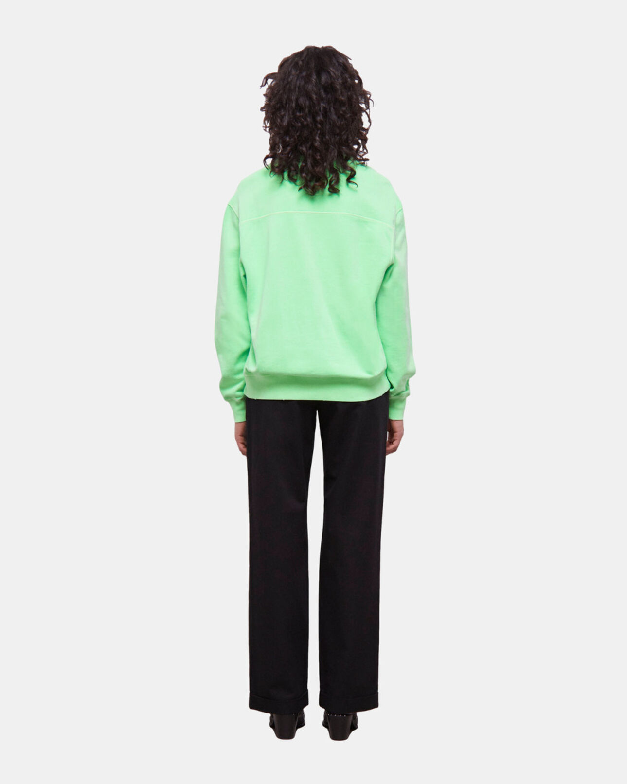 The Kooples F VERT FLUO fluorescent green sweatshirt with logo