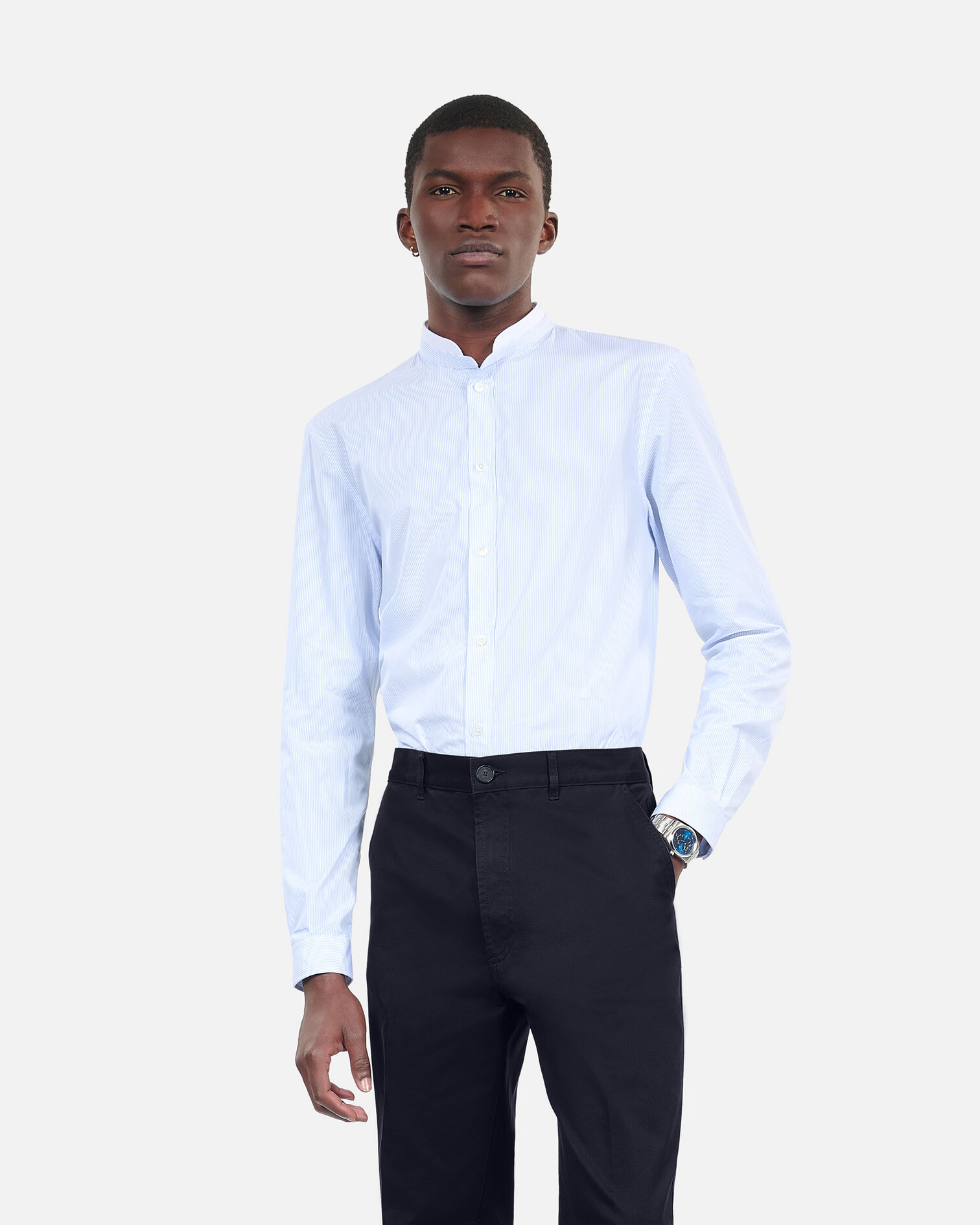 Pantalon large en coton bleu marine, DARK NAVY, hi-res image number null