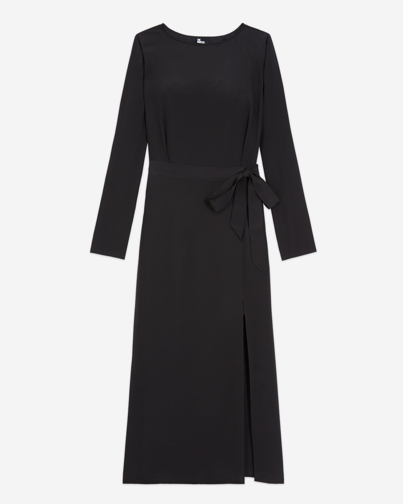The Kooples WOMEN BLACK long black silk dress
