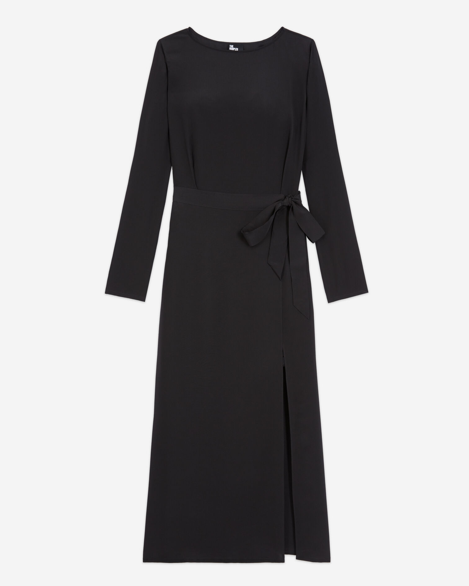 Long black silk dress, BLACK, hi-res image number null