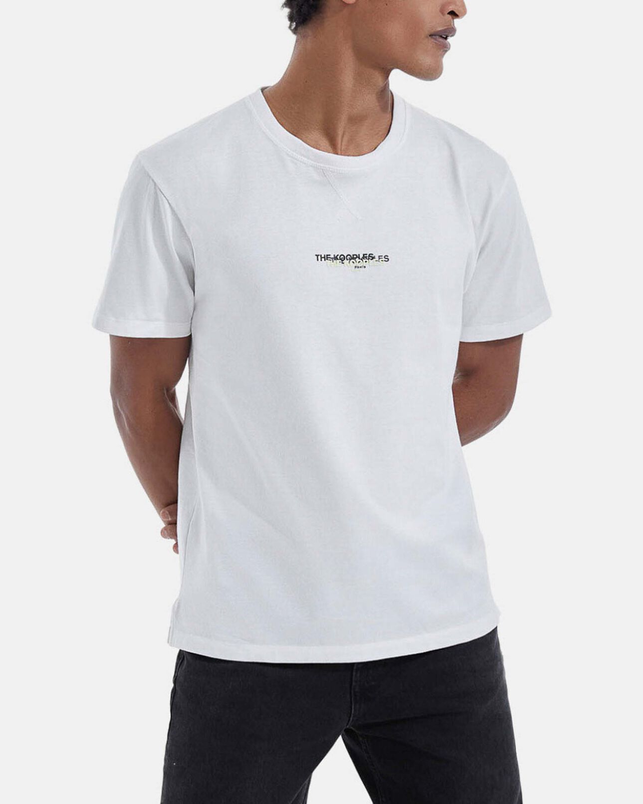The Kooples MEN WHITE white cotton t-shirt with triple logo