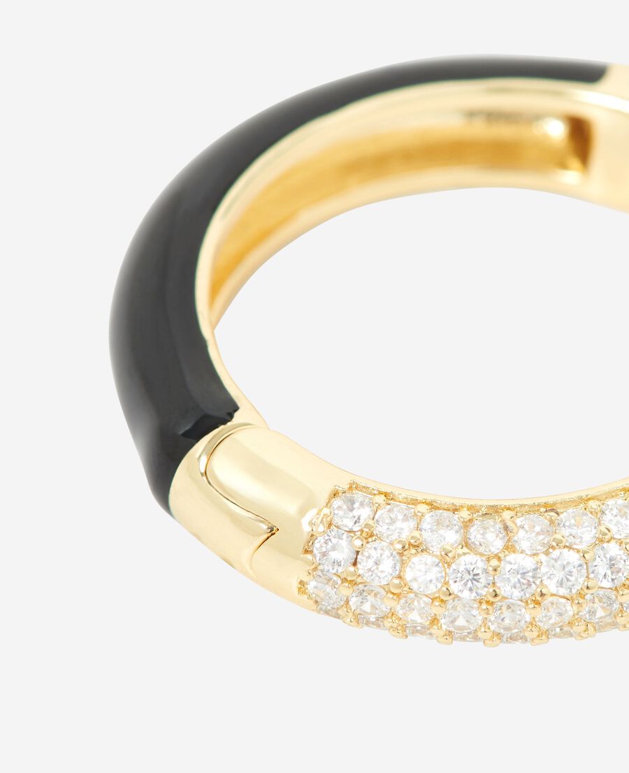 The Kooples F GOLD ear cuff with gold and black rhinestones