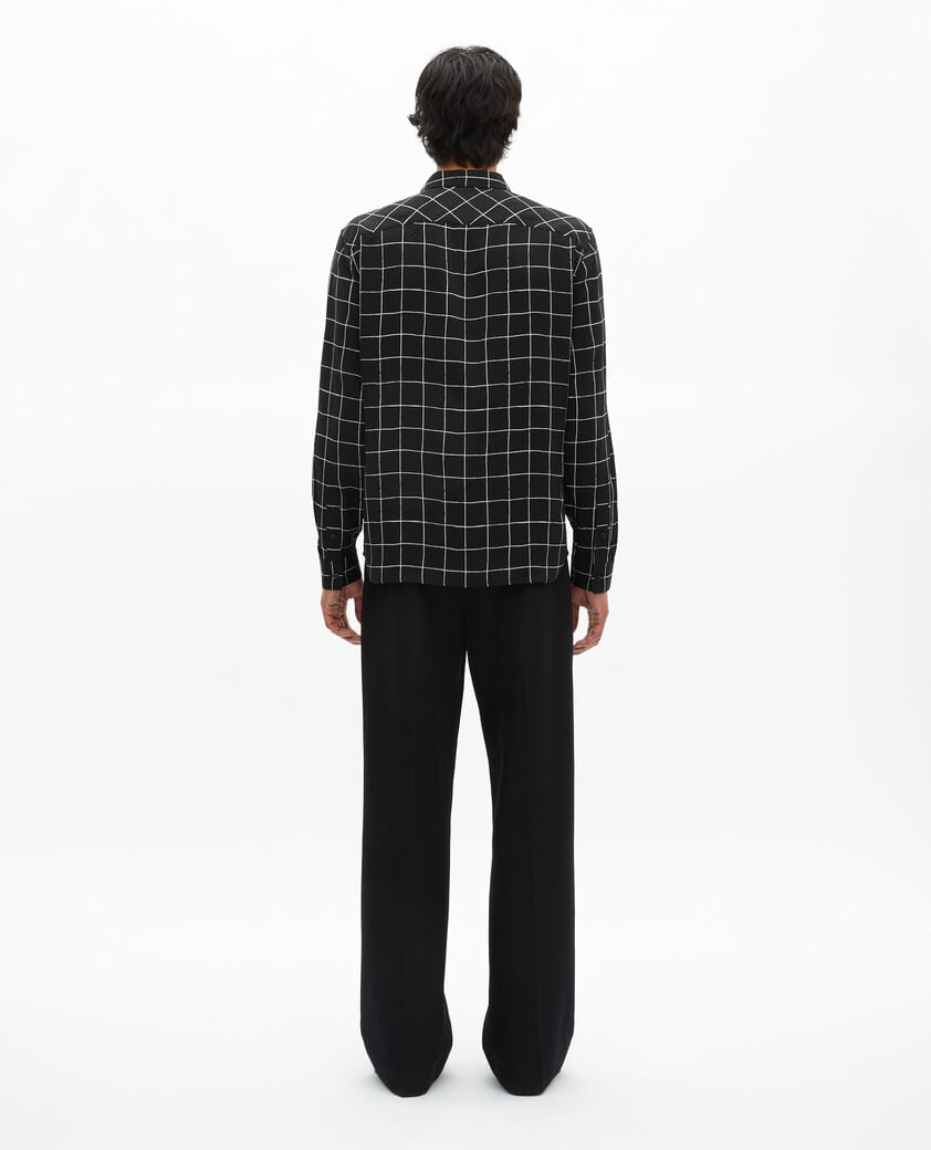 The Kooples MEN BLACK WHITE black plaid shirt