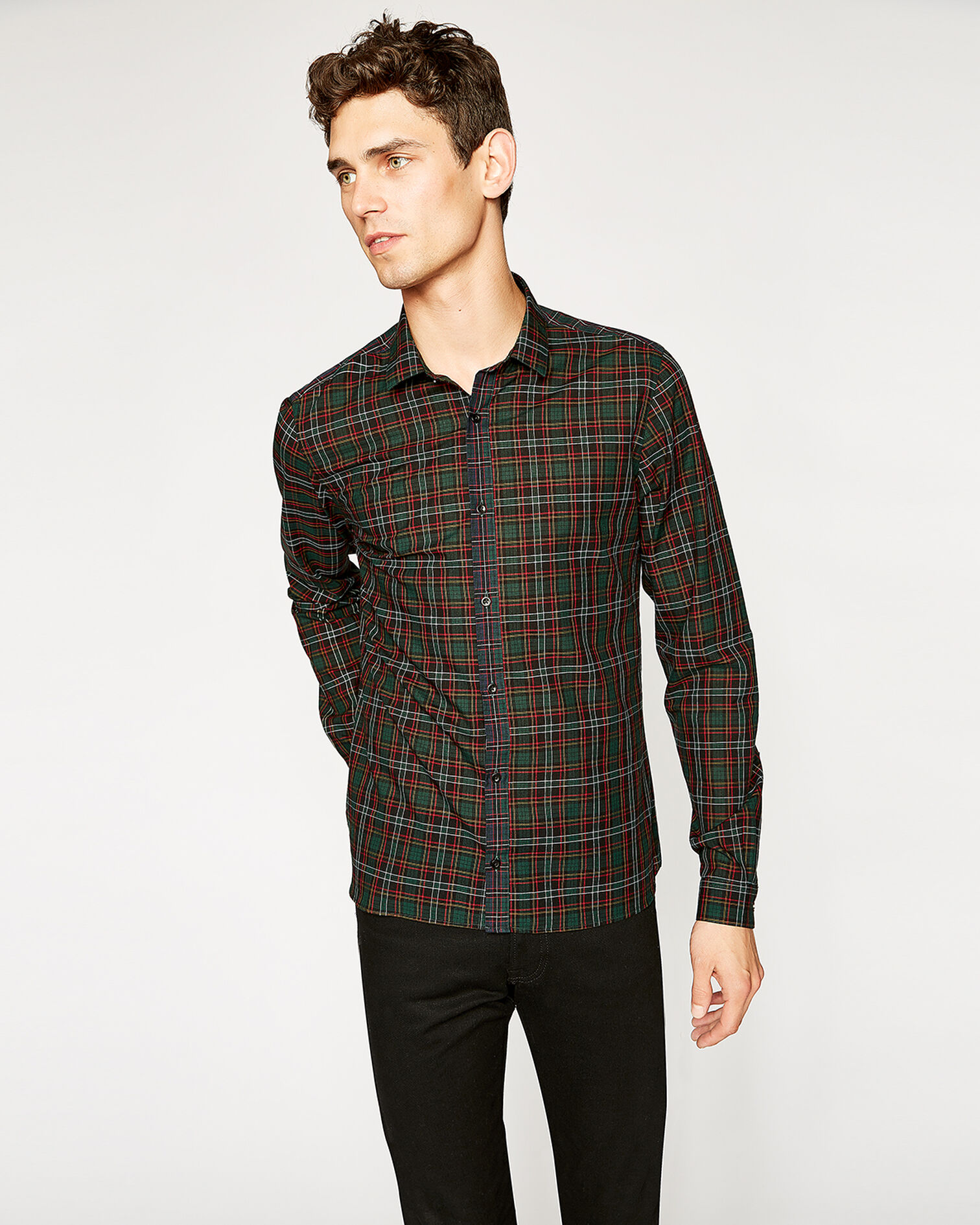 Red and green tartan shirt, GREEN/RED, hi-res image number null