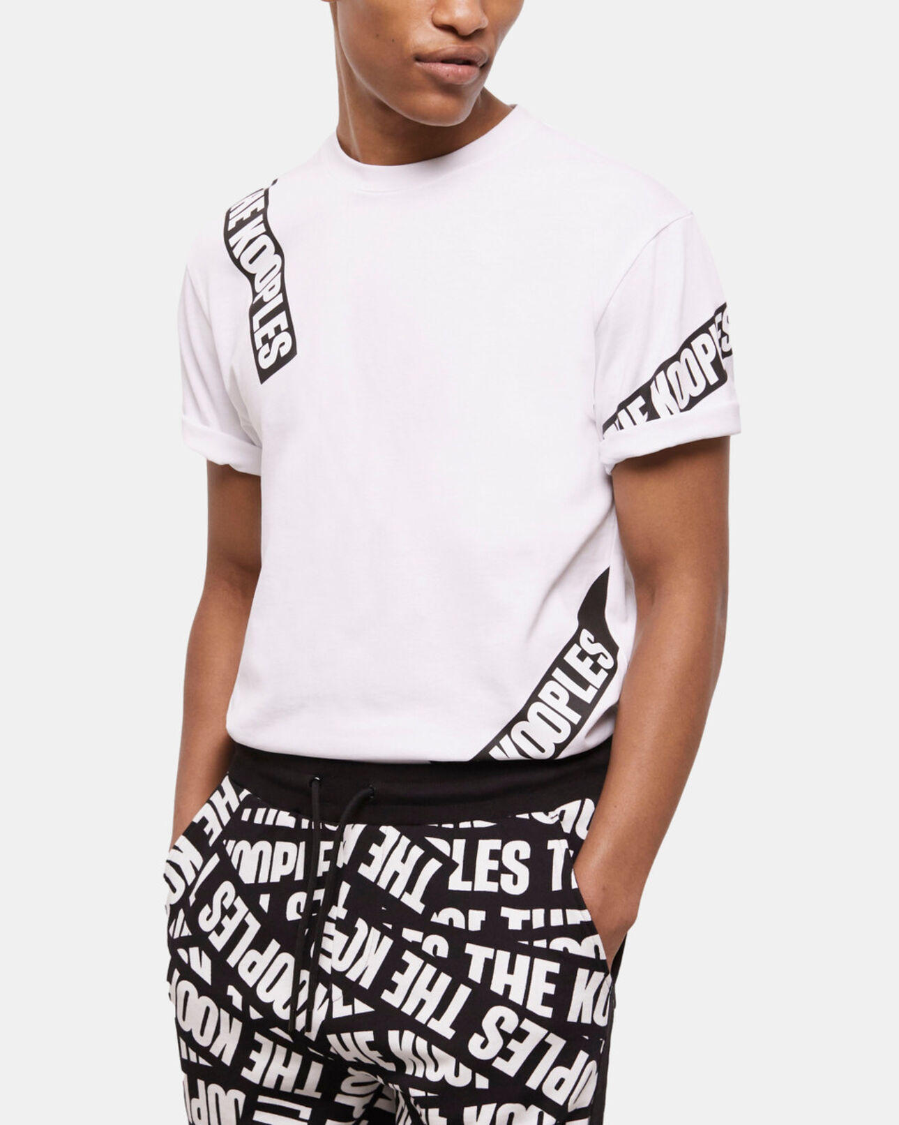 The Kooples HERREN WHITE weißes t-shirt herren mit logo-tape