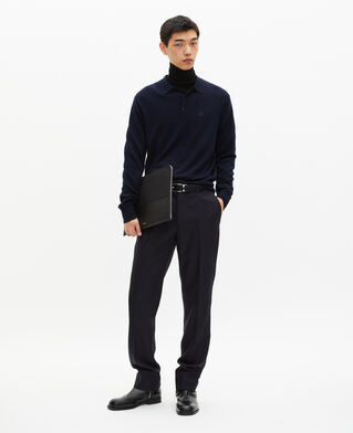 The Kooples HOMME BLACK pochette d'ordinateur en canvas et cuir grainé noir