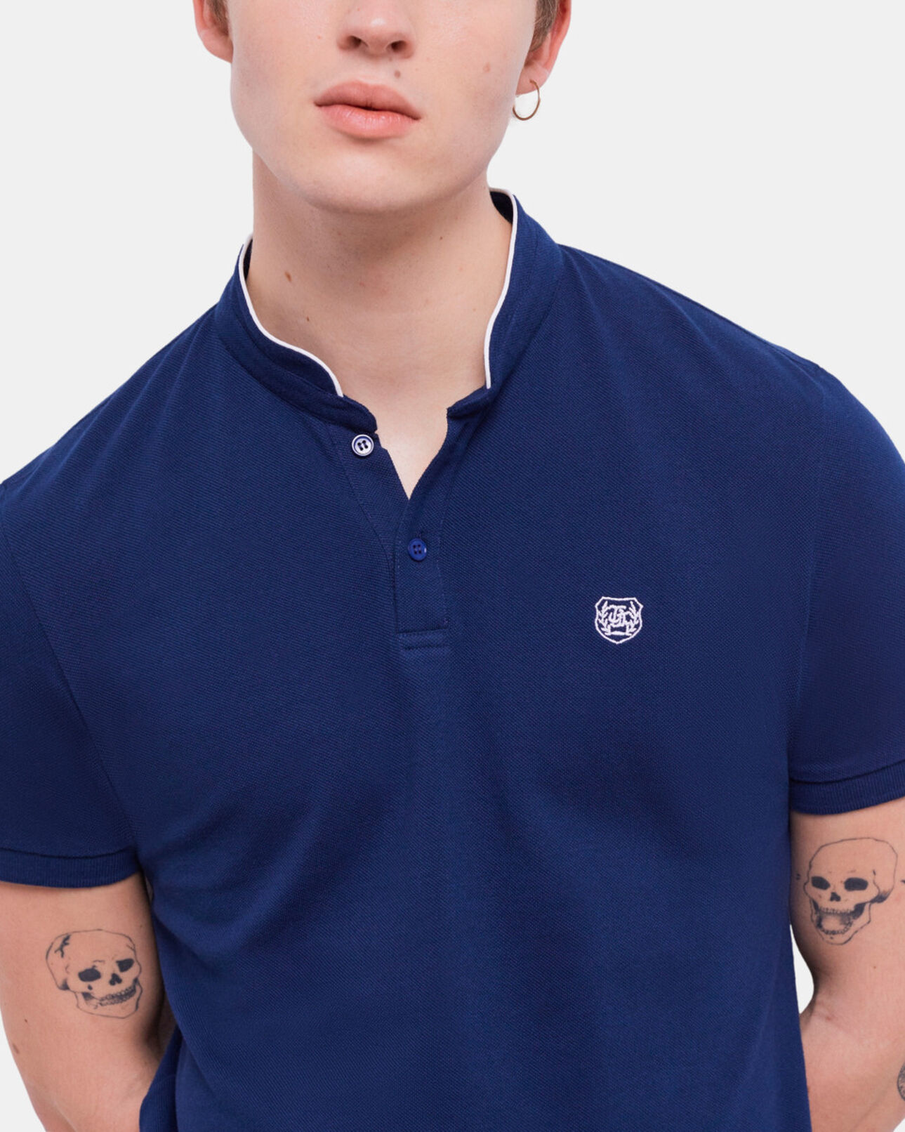 The Kooples MEN NAVY navy blue officer collar polo shirt