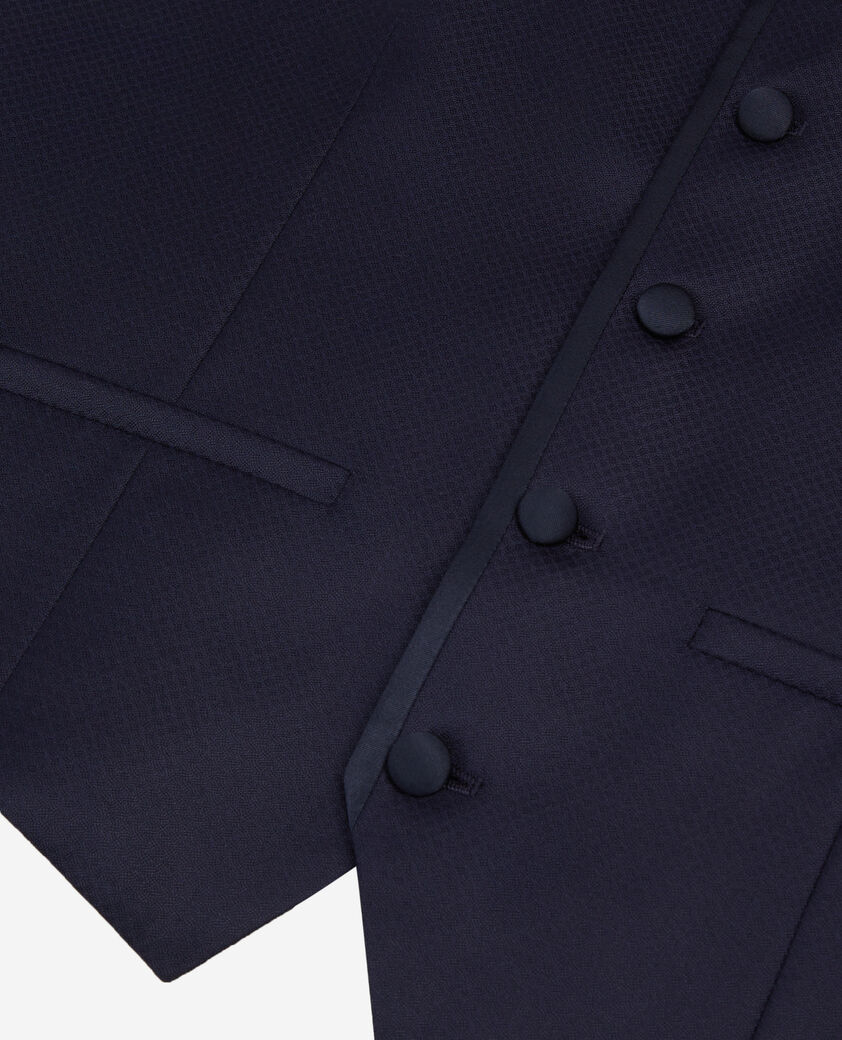 The Kooples MEN NAVY navy blue wool fitted tuxedo waistcoat