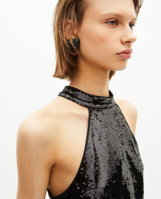 The Kooples FEMME BLACK robe courte en sequins noire