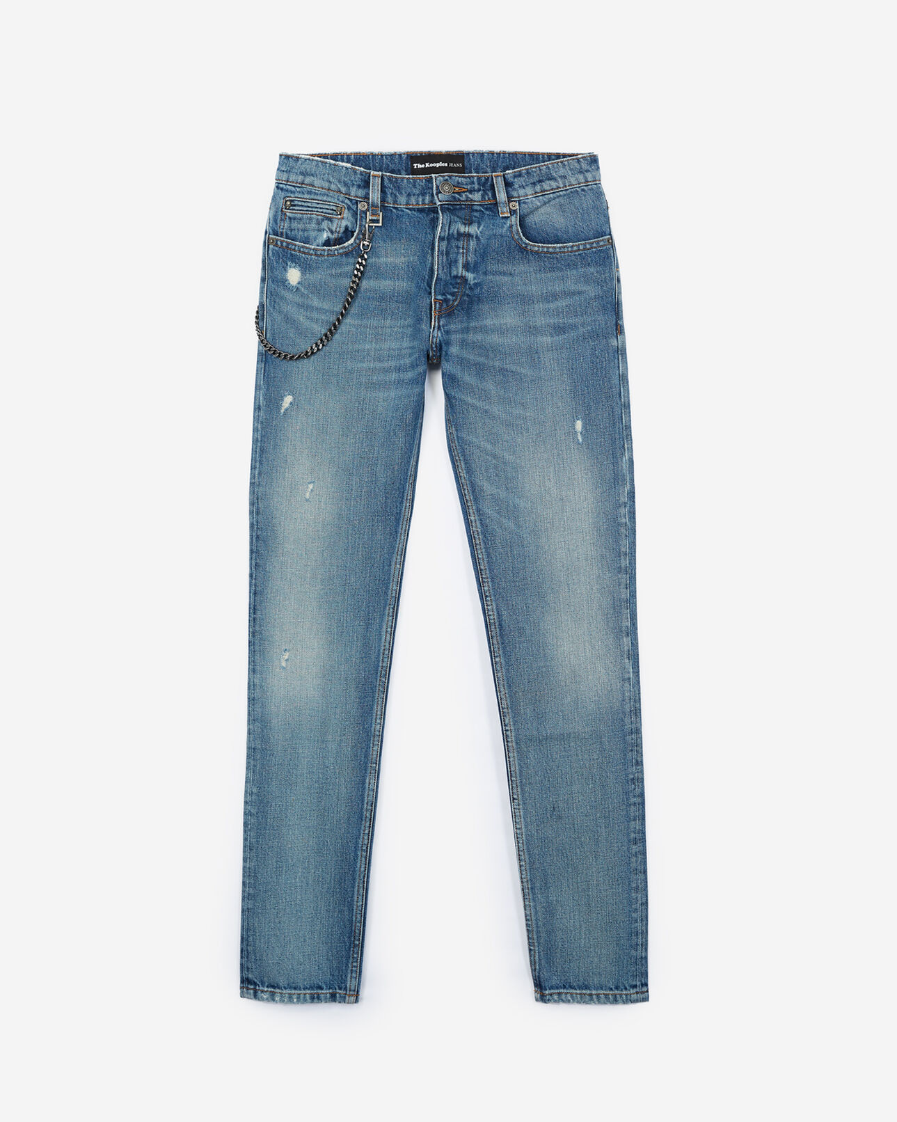 The Kooples HERREN LIGHT BLUE hellblaue jeans mit waschungen und destroyed-details