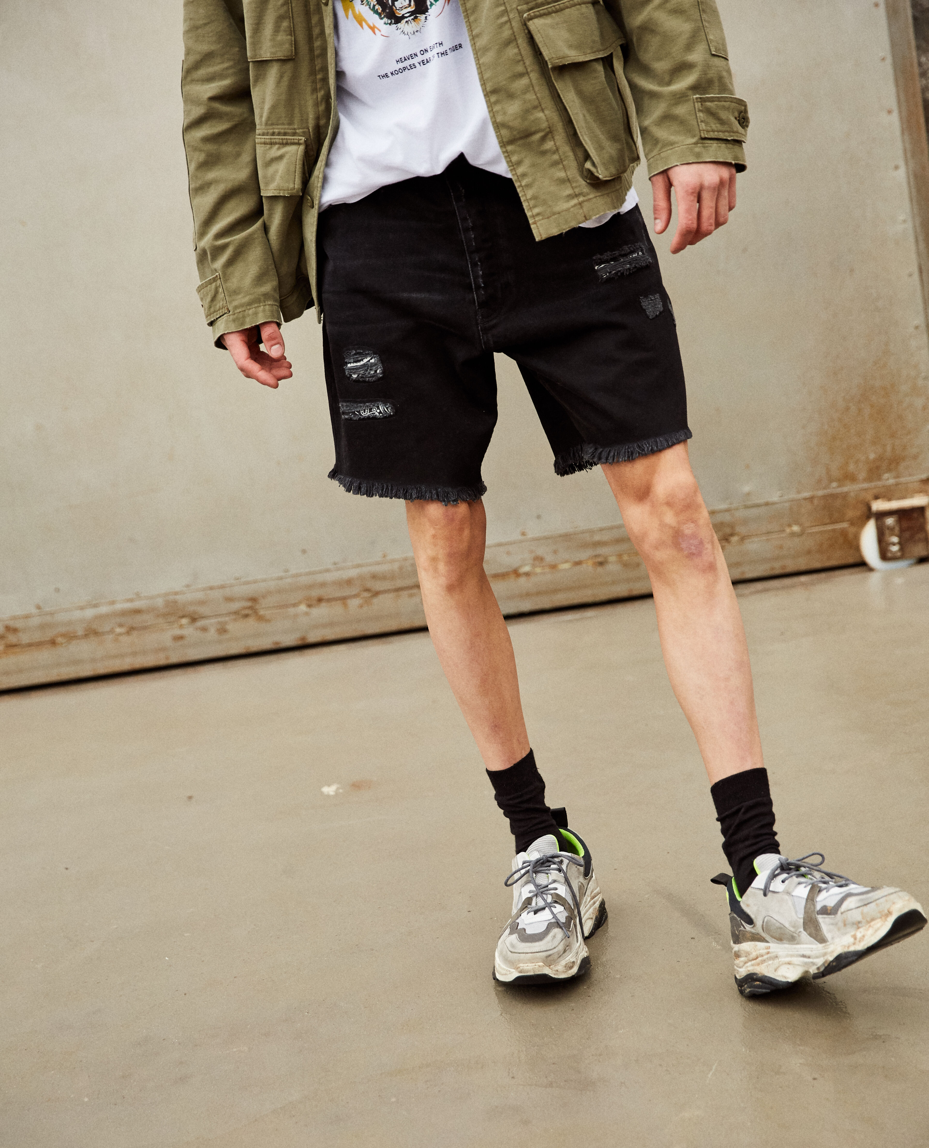 Long black denim sales shorts