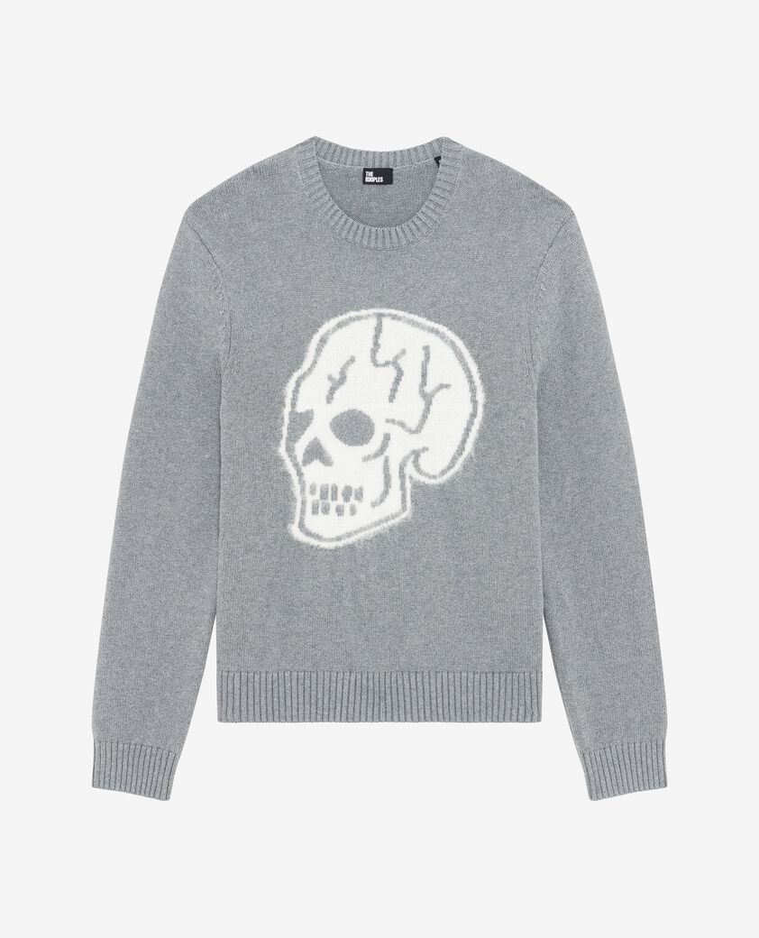 The Kooples H DARK GREY MELANGE light grey skull sweater