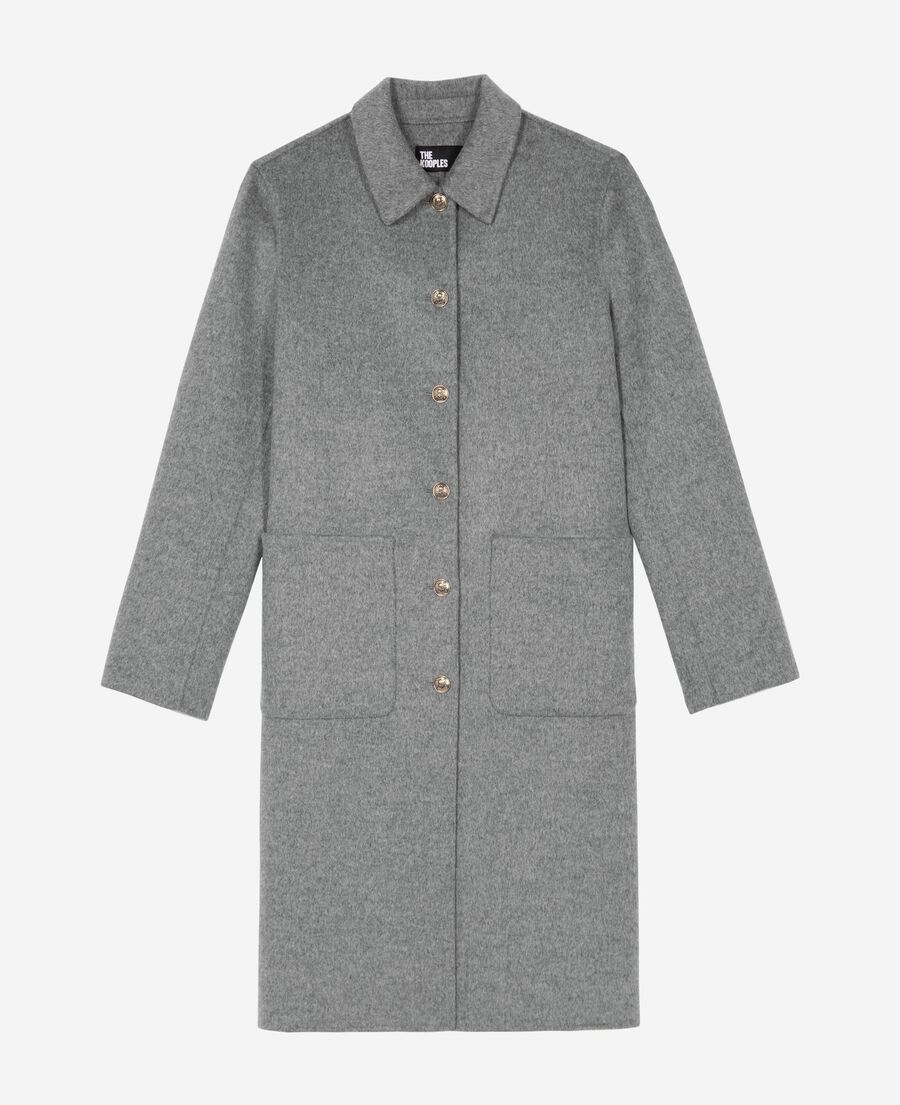 The Kooples WOMEN GREY long double-faced coat with grey cape