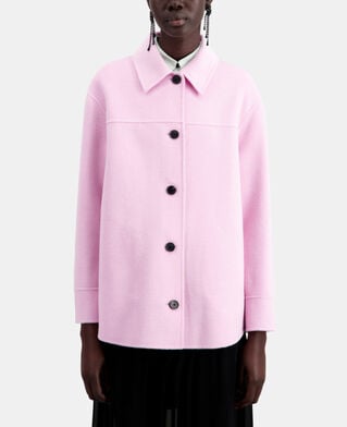 The Kooples FEMME PALE PINK veste type surchemise rose en laine
