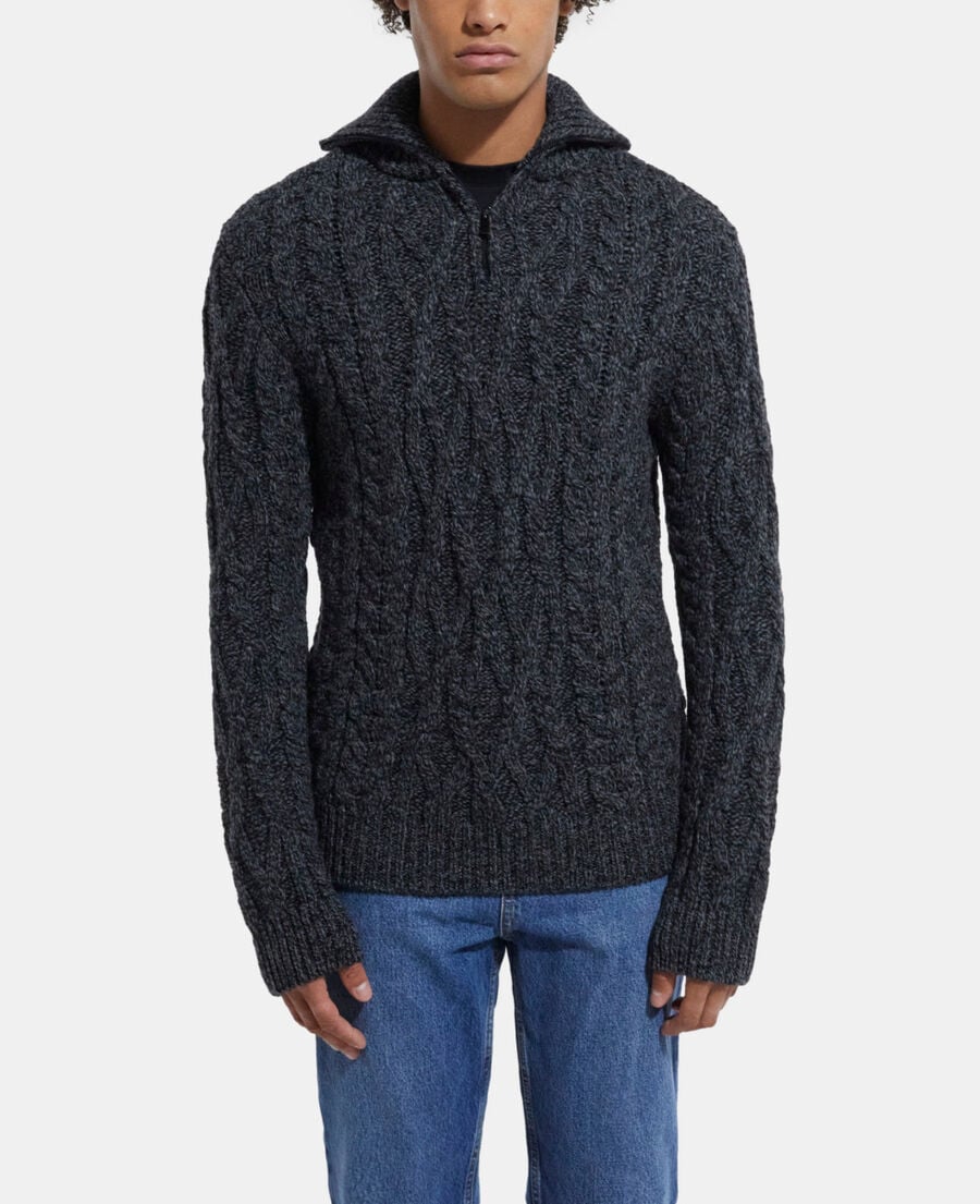 The Kooples H BLACK DARK GREY gray wool roll neck sweater