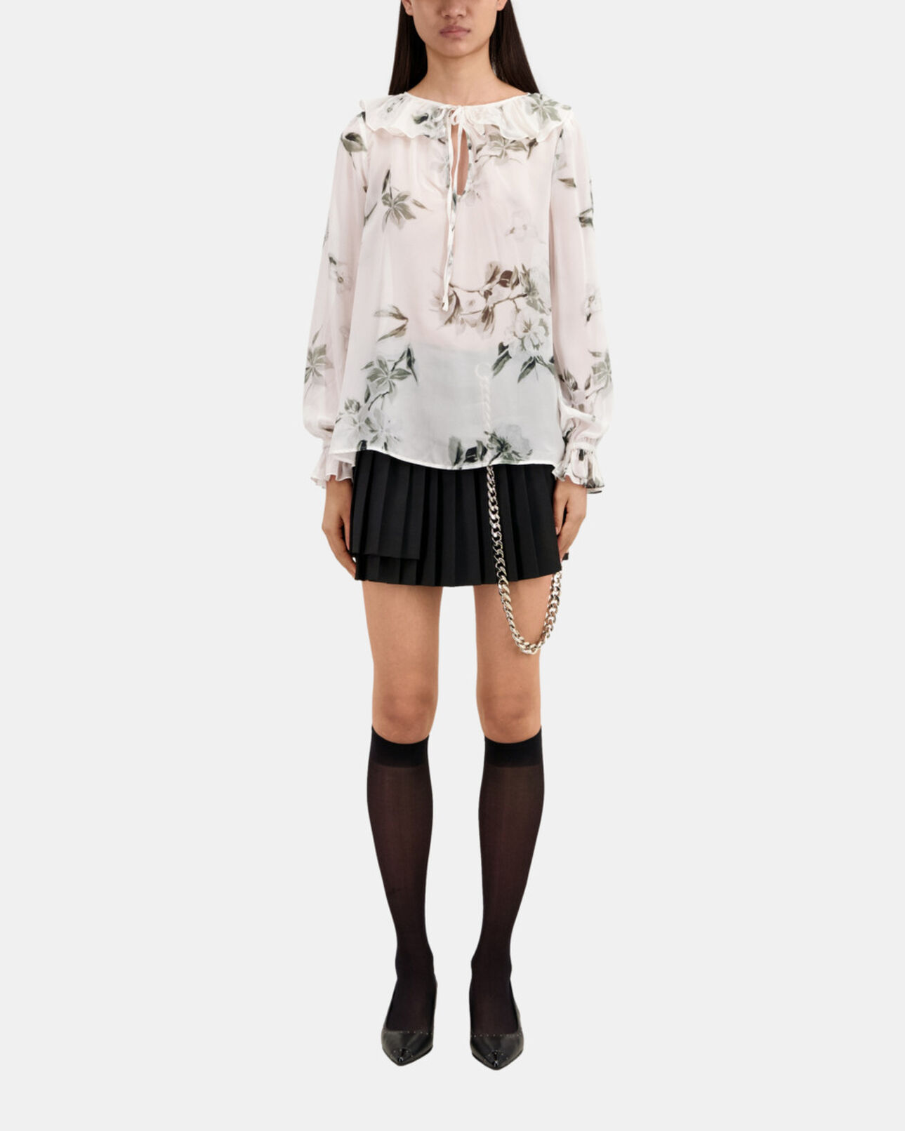 The Kooples WOMEN ECRU printed top with ruffles