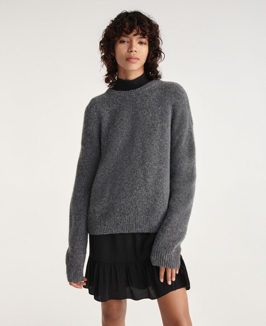 loose-fit alpaca wool dark gray sweater