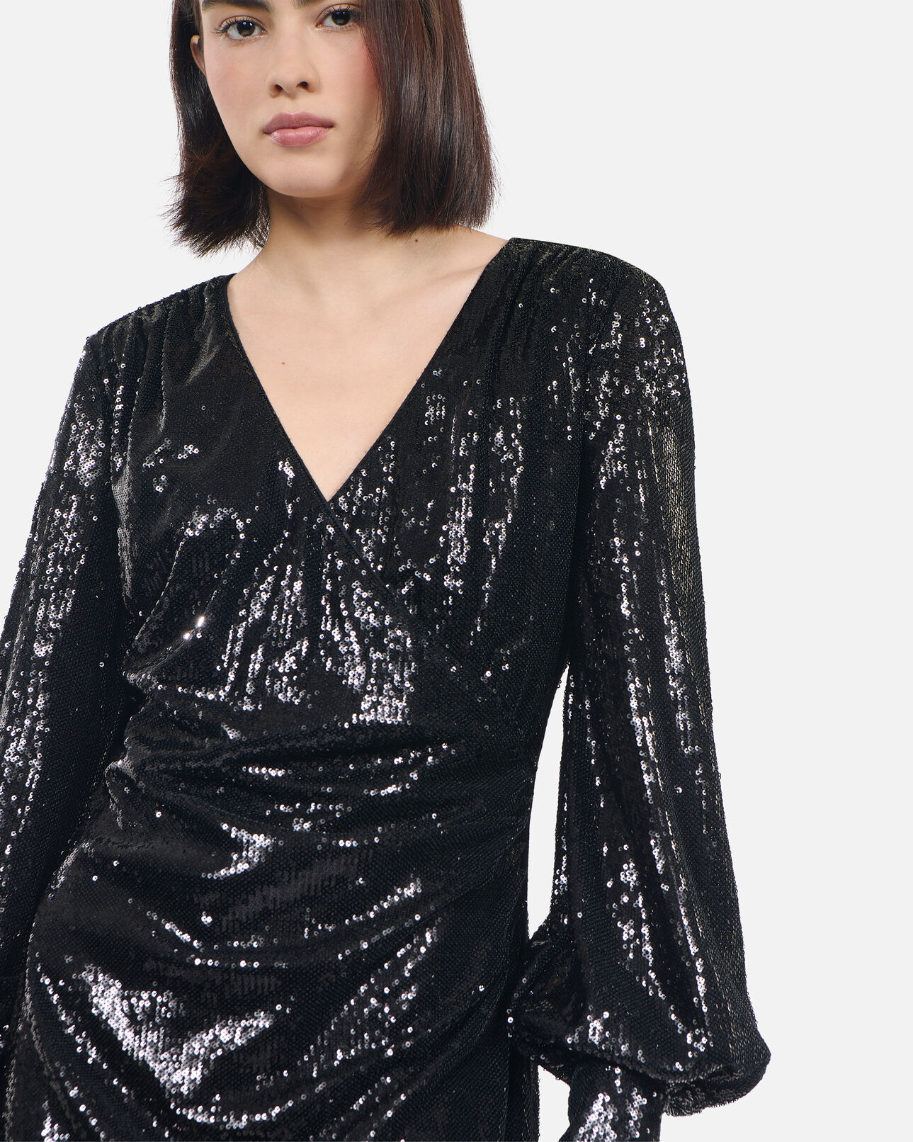 The Kooples WOMEN BLACK short black sequin dress