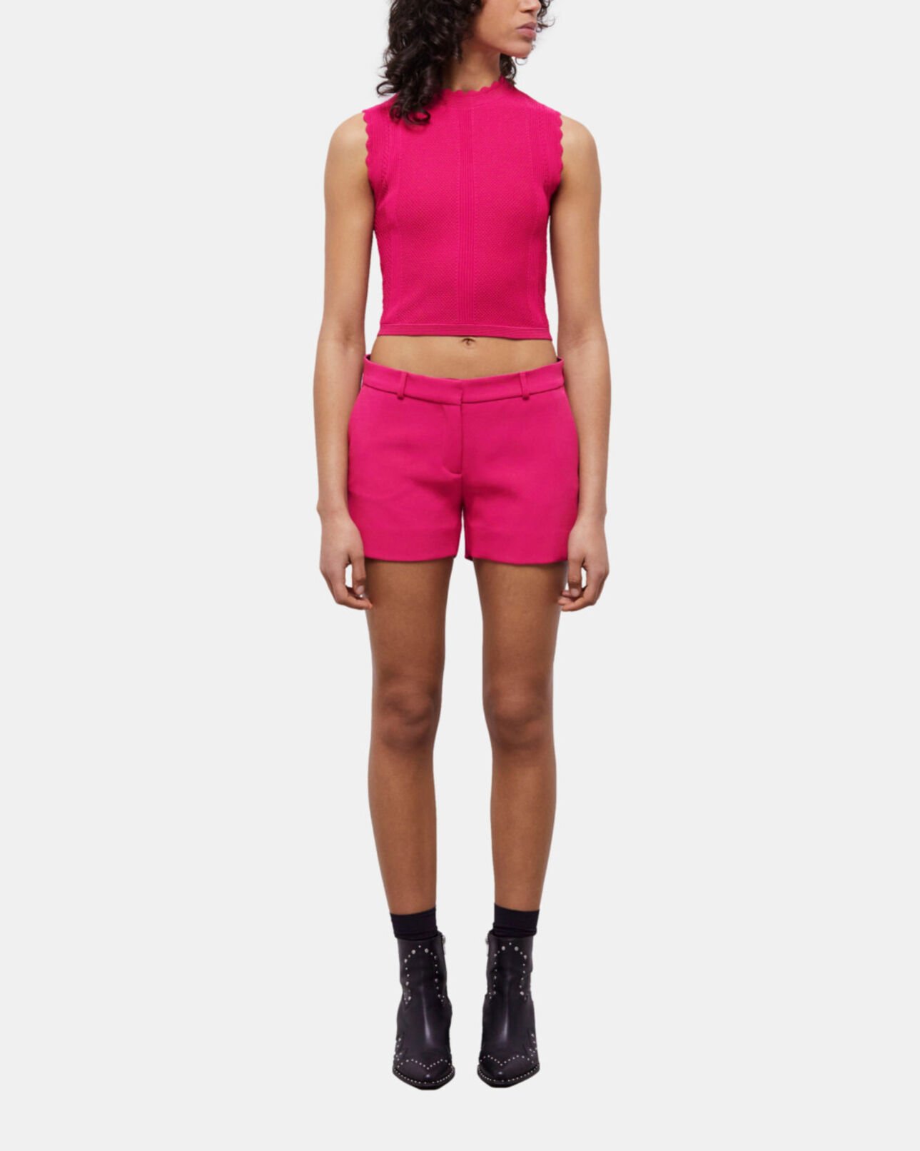 The Kooples FEMME PINK short tailleur rose en crêpe