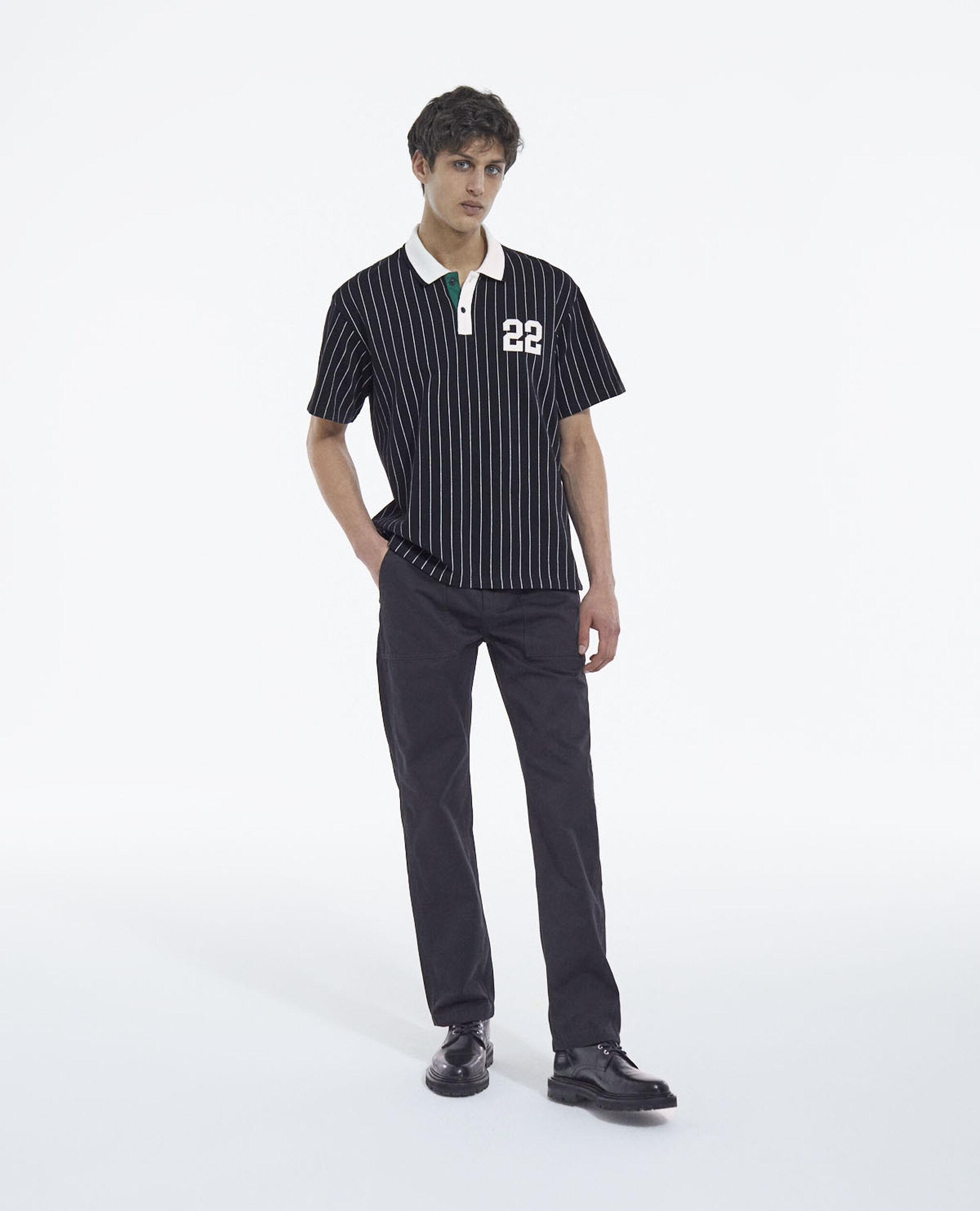 Camisa polo rayas, BLACK, hi-res image number null