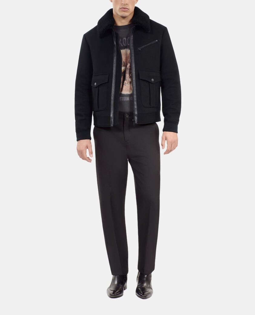 The Kooples H BLACK black wool blend aviator jacket