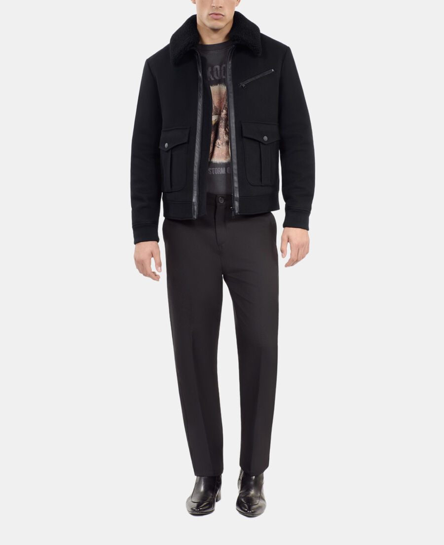 The Kooples H BLACK black wool blend aviator jacket