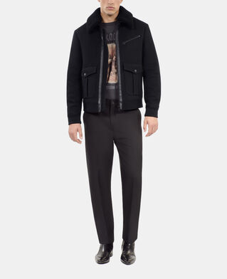 The Kooples H BLACK black wool blend aviator jacket