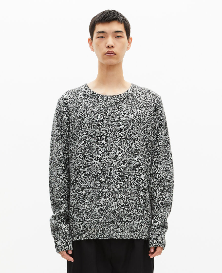 The Kooples H BLACK WHITE black and white mouliné wool sweater