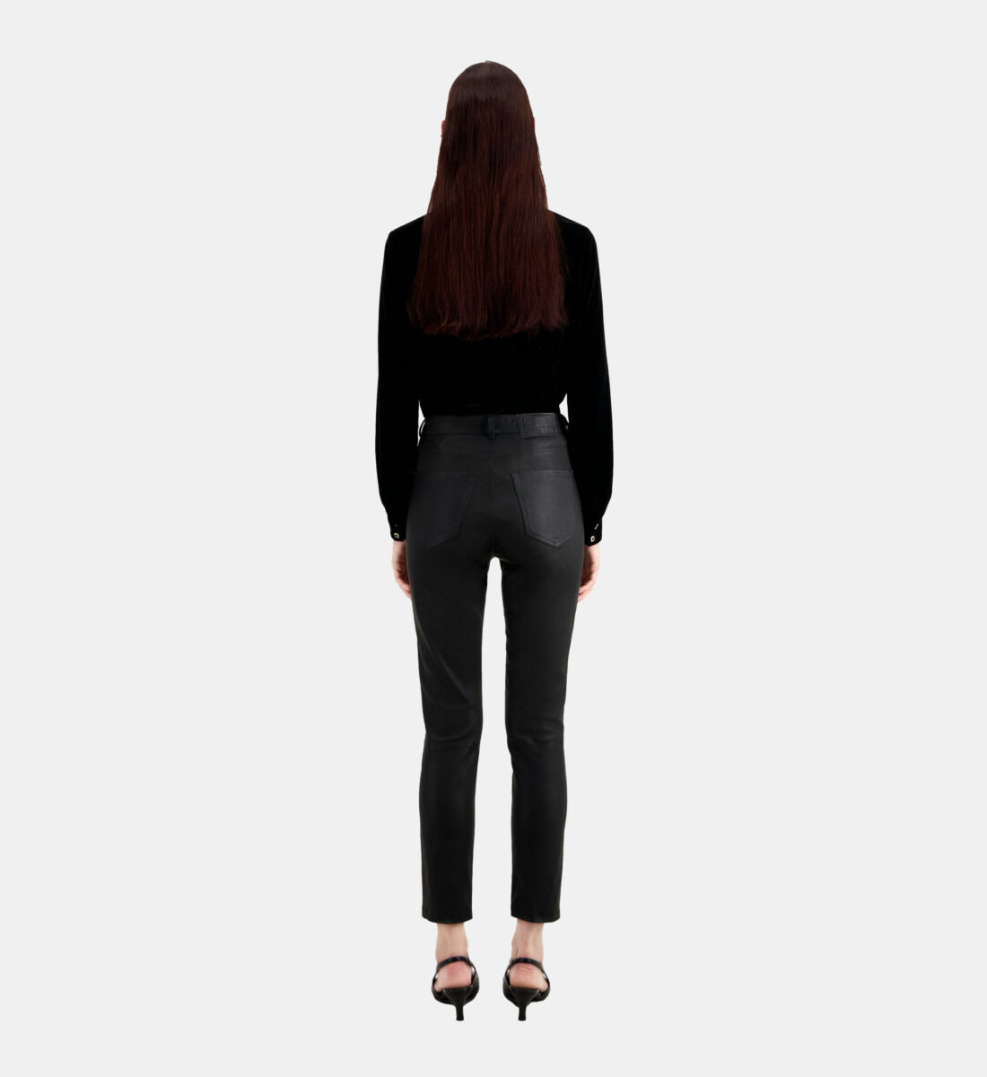 Black leather deals skinny trousers