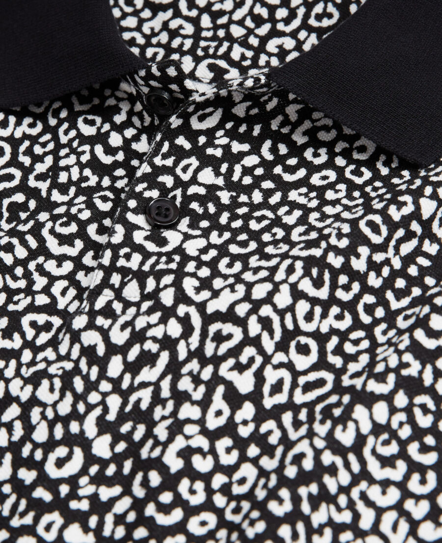 black leopard print polo