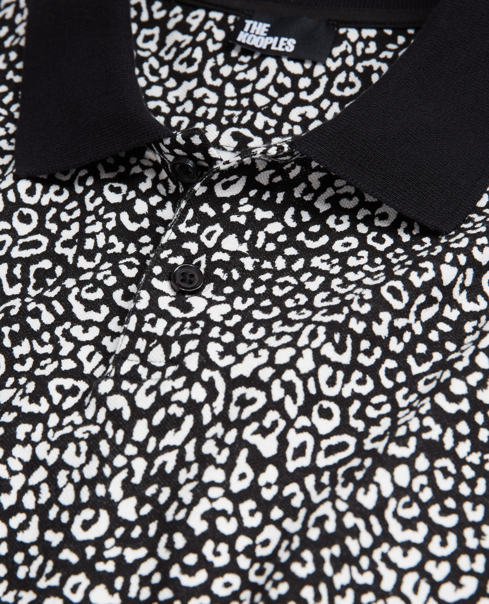 Schwarzes Poloshirt mit Leopardenmuster, ECRU, hi-res image number null